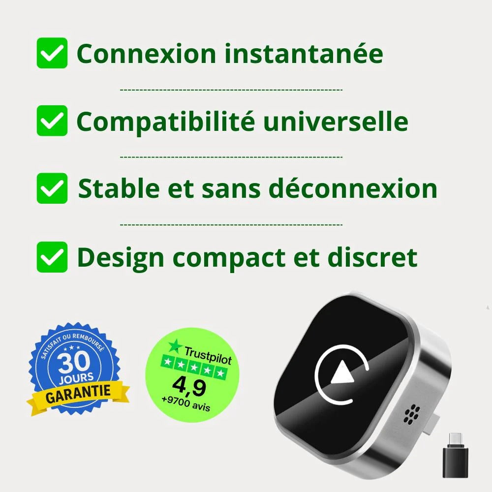 Wireless CarPlay & Android Auto – Pour iPhone & Android