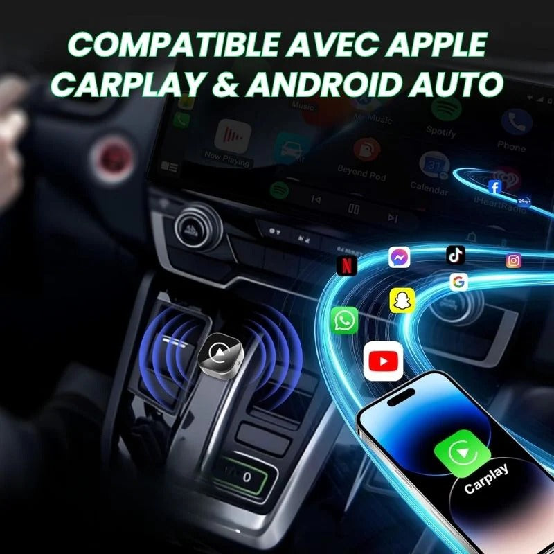 Wireless CarPlay & Android Auto – Pour iPhone & Android